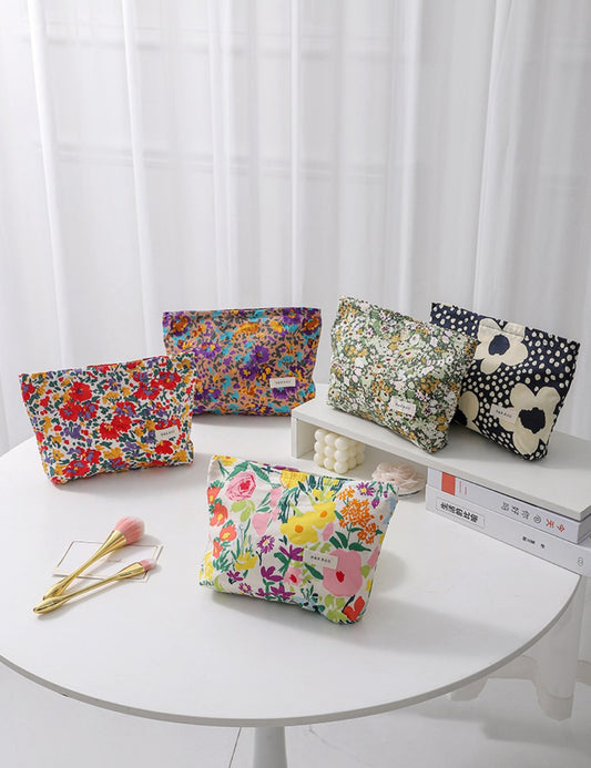 Colorful Floral Print Simple Cosmetic Bag