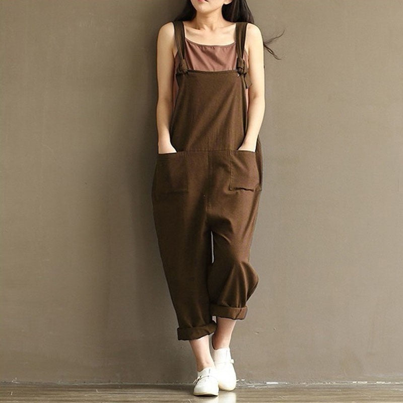 Pocket Solid Harem Pants Baggy Jumpsuit