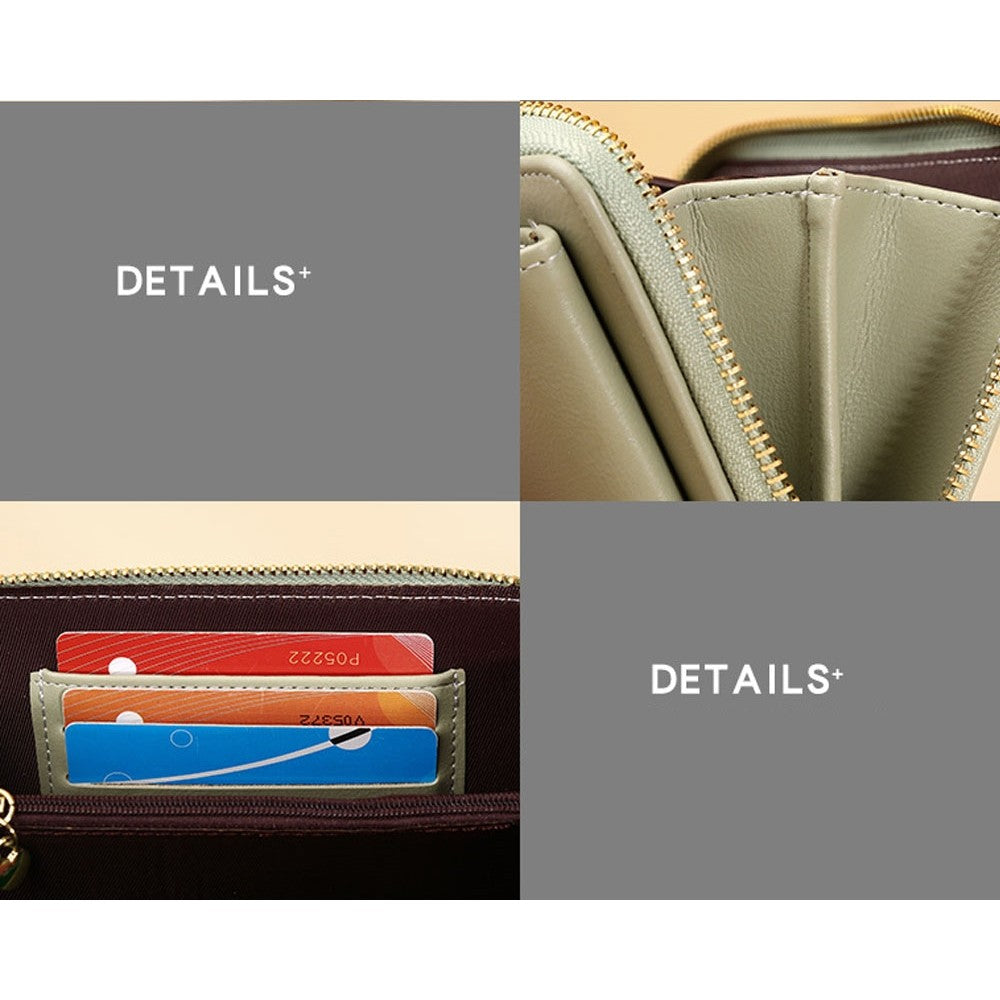 PU Leather Solid Color Multifunctional Small Crossbody Wallet Cell Phone Bag