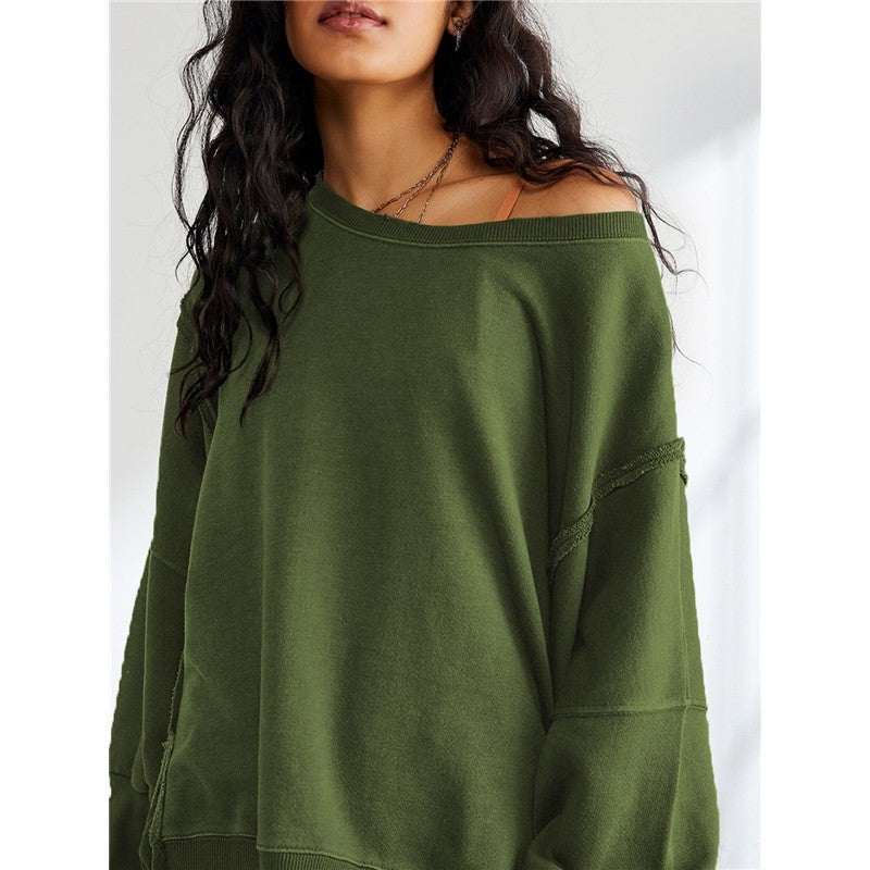 Round Neck Sweatshirt Women Fashion Sportswear Knit Top