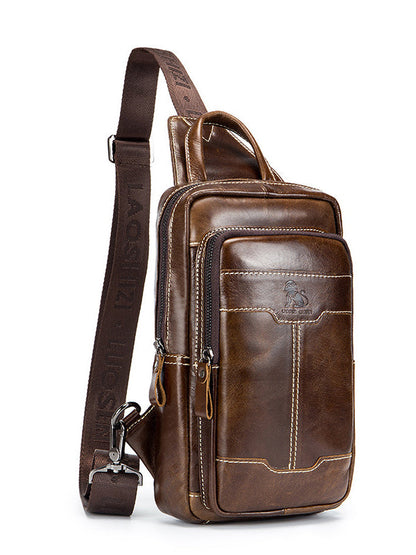 Solid Zipper Leather Casual Crossbody Bag