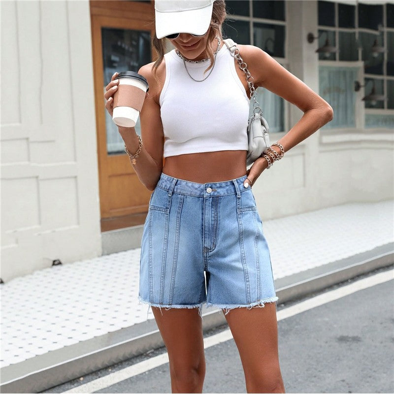 Loose, Slim, Simple And Versatile Straight Denim Shorts