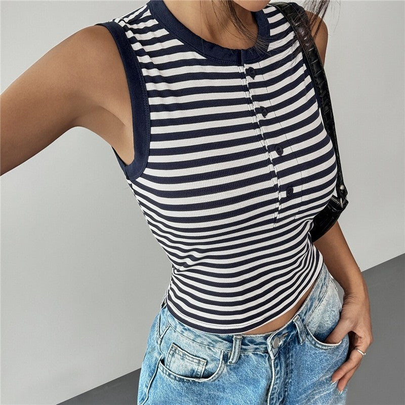 Striped Slim Fit Crop Tank Top