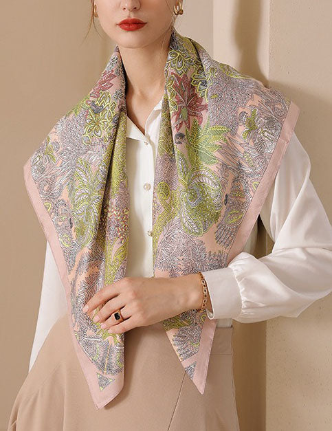 Elegant Print Square Satin Scarf