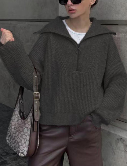 Vintage V-Neck Long Sleeve Knit Sweater