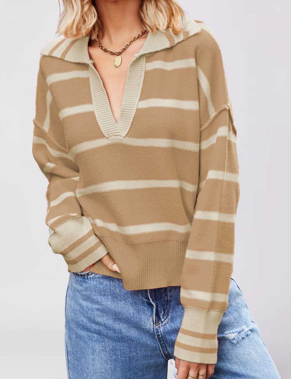 Trendy Splice Striped Oversized Knit Sweater