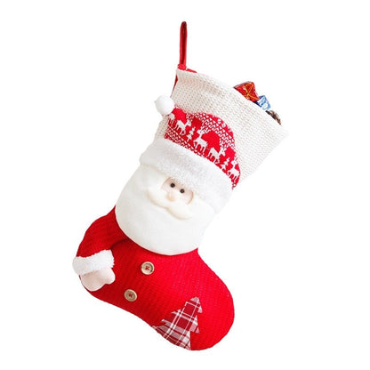 Red And White Knitted Christmas Stocking Old Man Snowman Dress Up Candy Bag Gift Bag