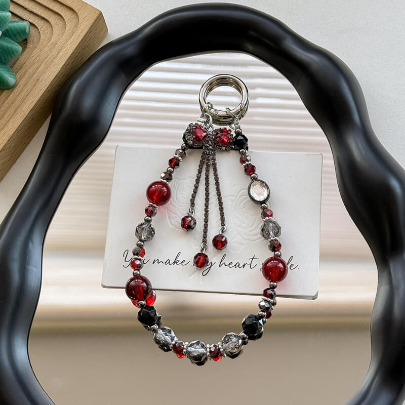 Rhinestone Bow Tassel Crystal Beaded Phone Chain