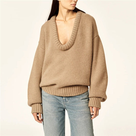 Stylish Loose Fit Solid Color Knit Sweater