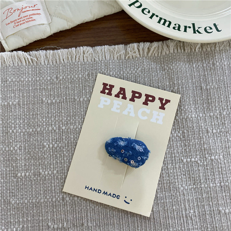 2+Silver Bow Demin Sweet Hair Clips