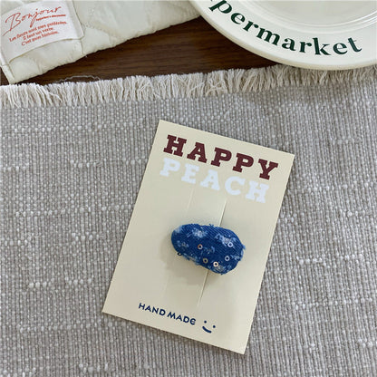 2+Silver Bow Demin Sweet Hair Clips