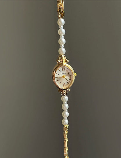 Fashion Small Dail Pearl Bracelet Quartz Watch
