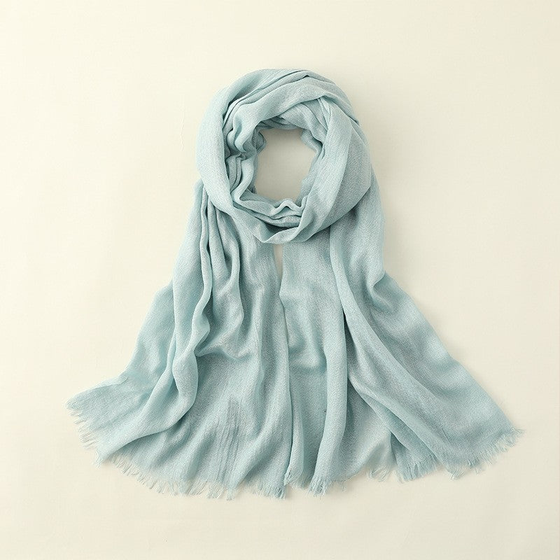 Solid Color Beach Long Cotton And Linen Scarf