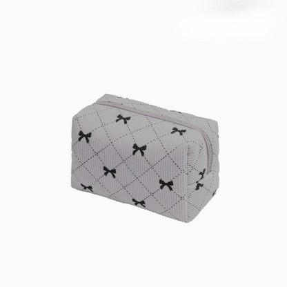 Corduroy Bow Print Large Capacity Make Up Bag
