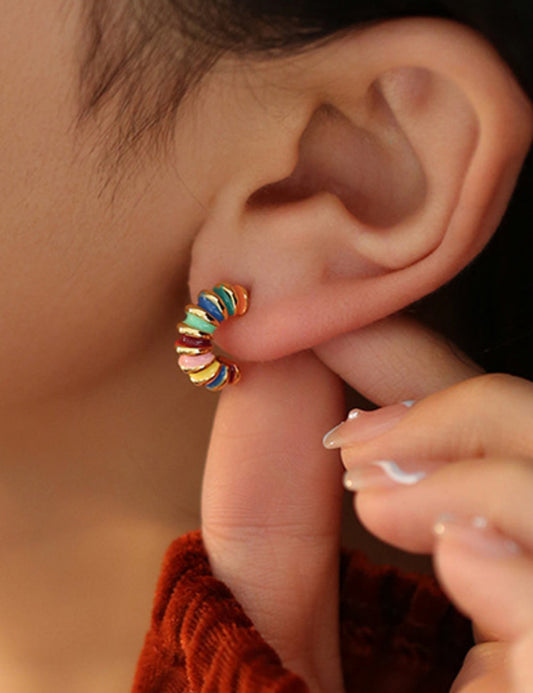 Vintage Multicolor Round Earrings