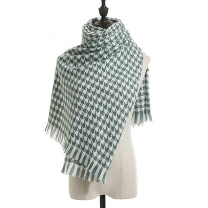 Winter Thick Houndstooth Tassel Shawl Scarf