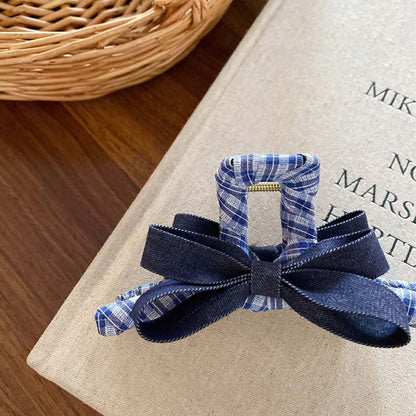 Elegant Bow Knot Plaid Hair Claw