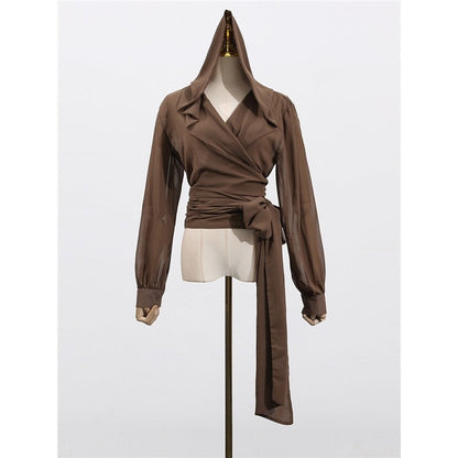 Comfortable Hooded Shirt With Tie Waist