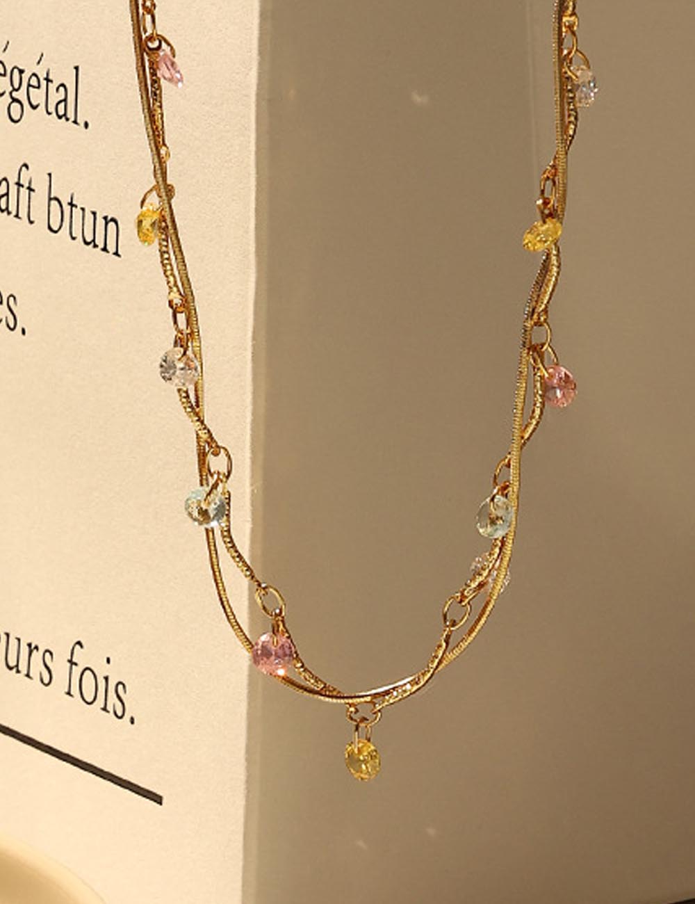 Vintage Twisted Double-Layer Zircon Necklace