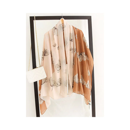 Flower Print Stylish Sun-Proof Silk Scarf