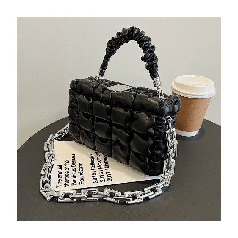 Elegant Grid Mini Handle Bag