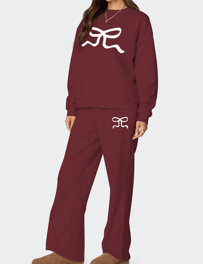 Casual Long Sleeve Thickened Sweatshirt Pants Set