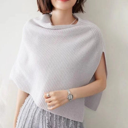 Side Split Solid Color Knitted Shawl Scarf
