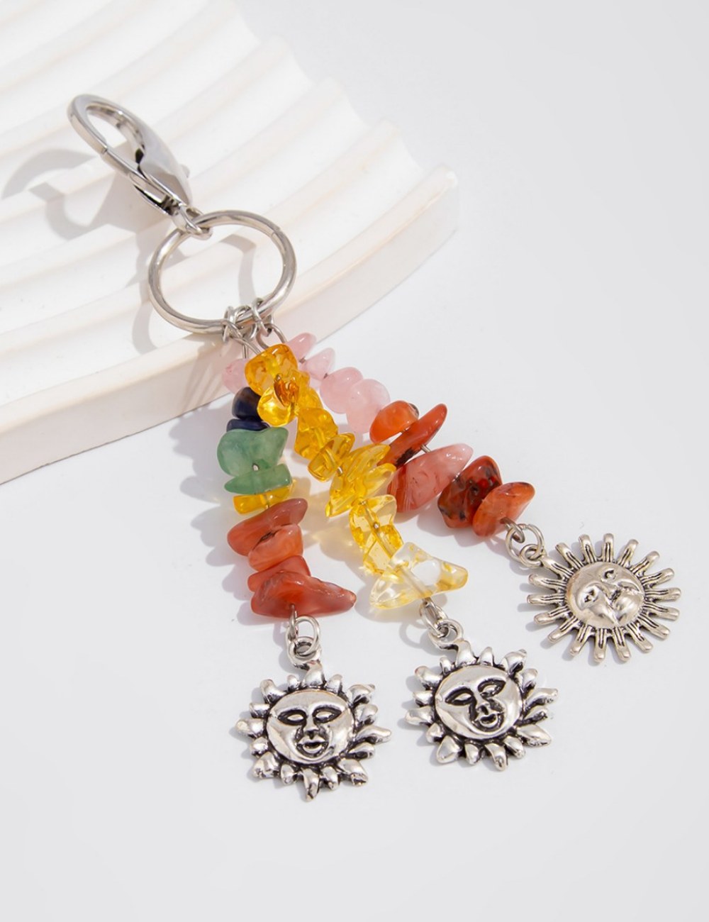 Colorful Stone Tassel Keychain Bag Charms