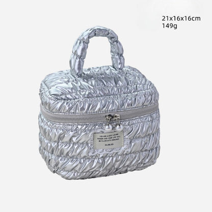 Silver Padded Large Capacity Make Up Bag