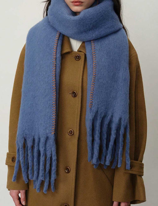 Warm Plush Thick Cashmere Fringe Winter Scarf