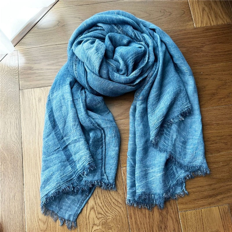 Solid Color Thin Fringed Scarf