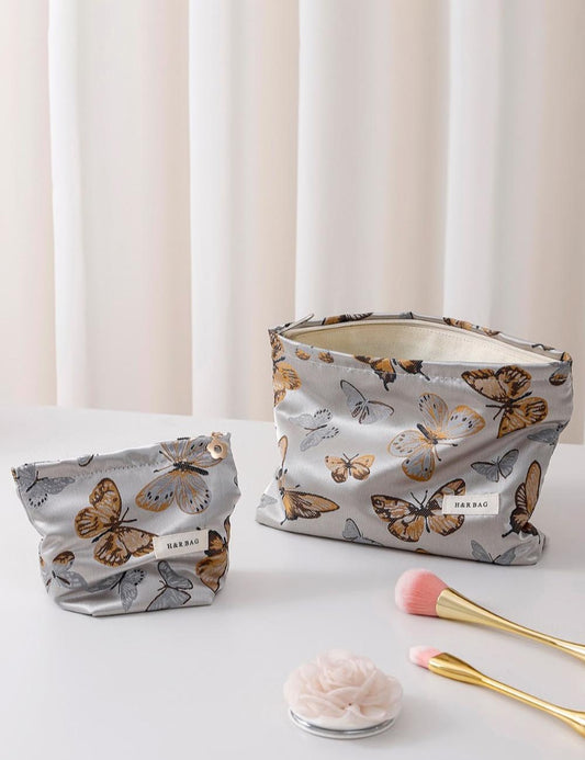 Vintage Butterfly Jacquard Portable Makeup Bag
