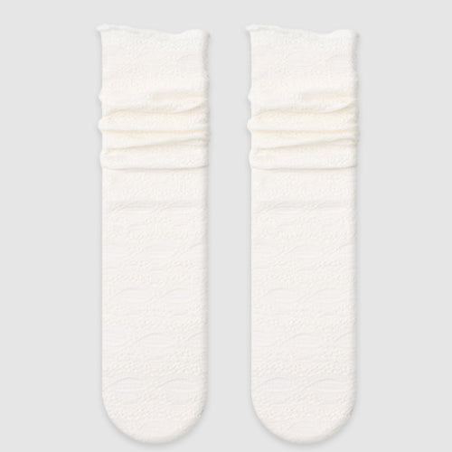 Minimalist Mesh Lace Trim Slouch Socks
