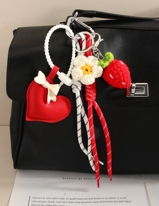 Strawberry Flower Rope Braided Bag Charms