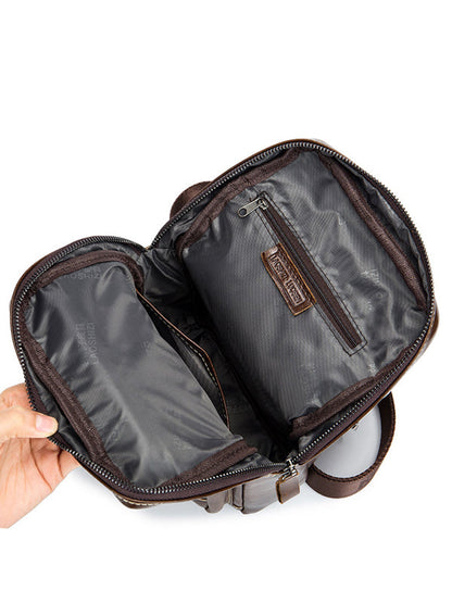 Solid Zipper Leather Casual Crossbody Bag