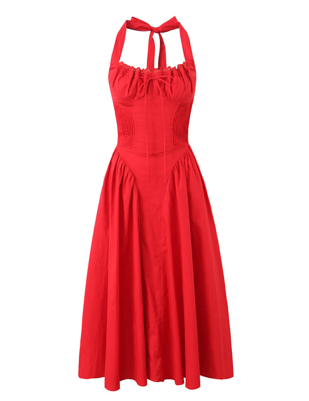 Casual Solid Color Pleated Halte Maxi Dress