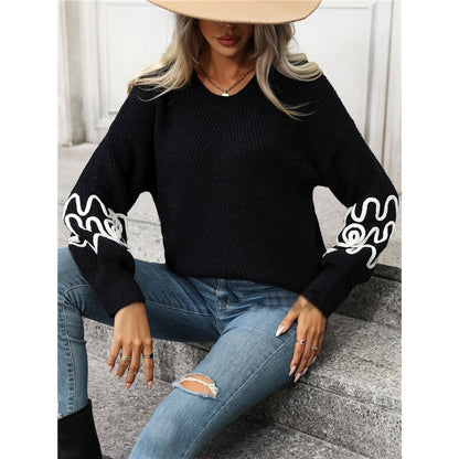 Long Sleeve Crewneck Casual Loose Pullover Knitted Sweater