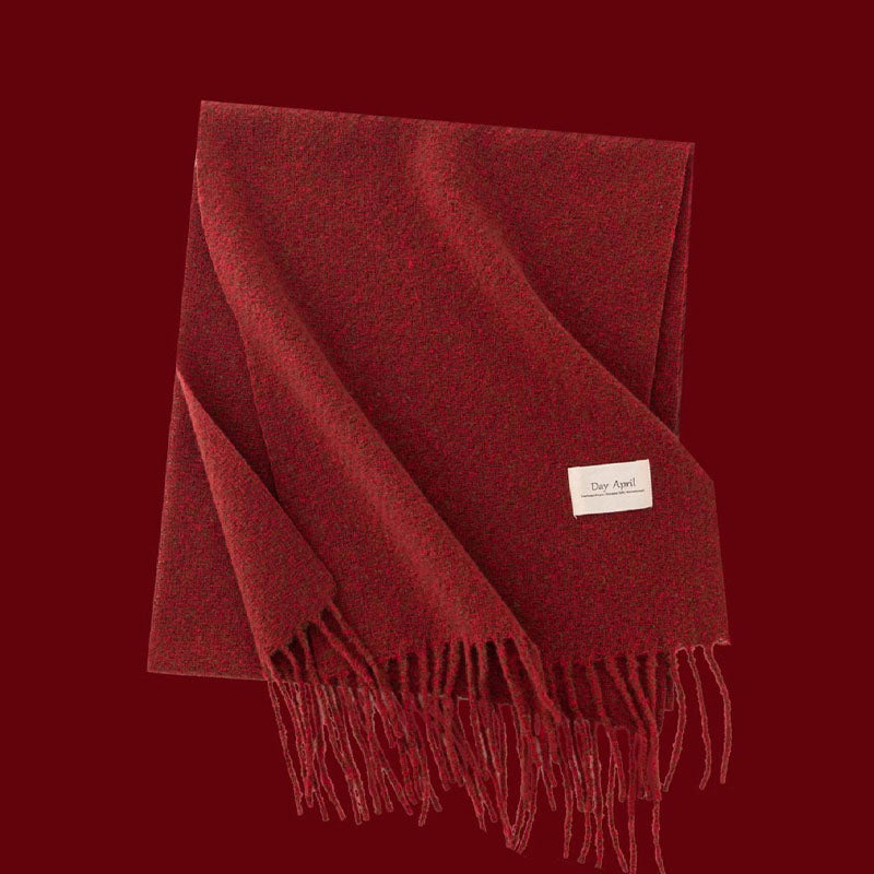 Retro Soft Wool Checkered Fringed Winter Scarf