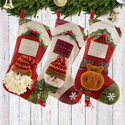 Christmas Stocking Candy Bag Pendant House Big Stocking Decoration Gift Bag