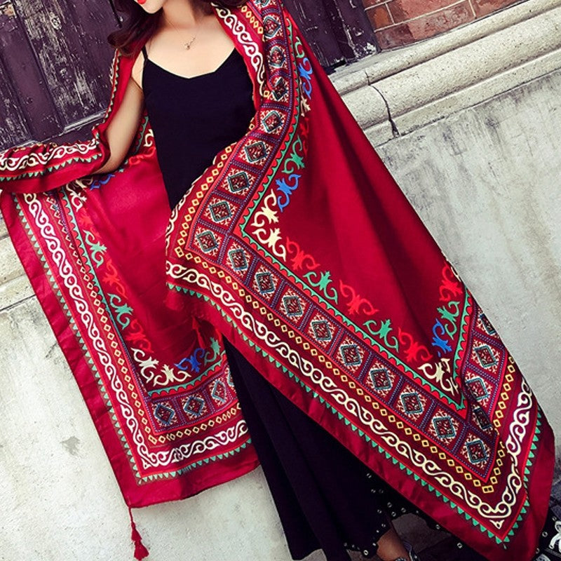 Cotton And Linen Seaside Beach Ethnic Style Shawl Scarf