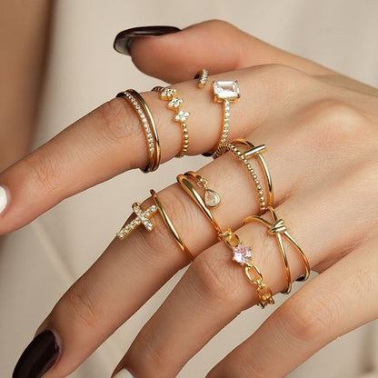 Zircon Cross Simple Adjustable Rings