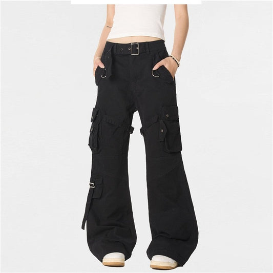 Tie-Waist Work Pants With Micro Flare