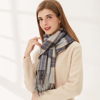 Fashion Striped Plaid Fringe Scarf