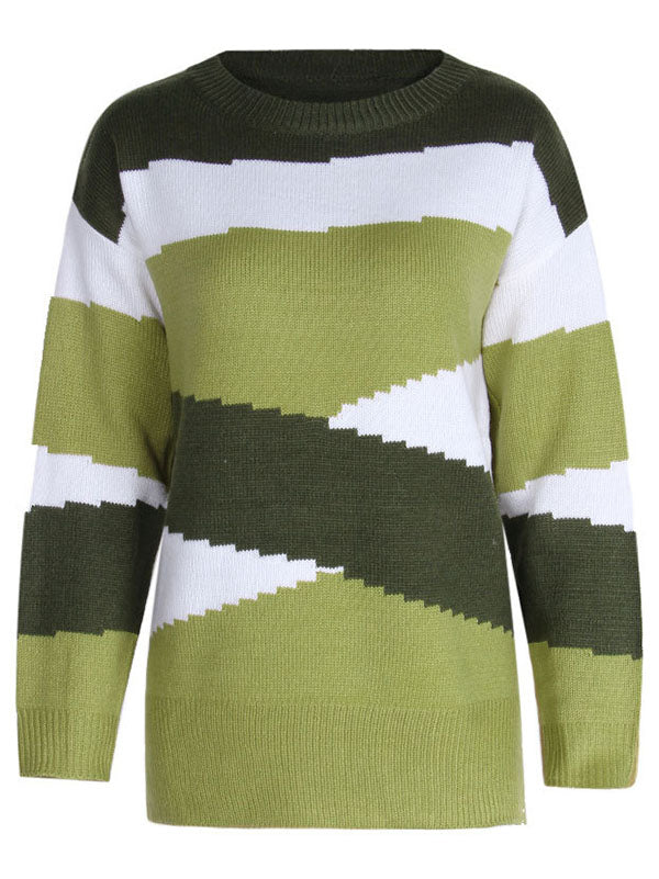 Irregularity Striped Long Sleeves Sweater Tops