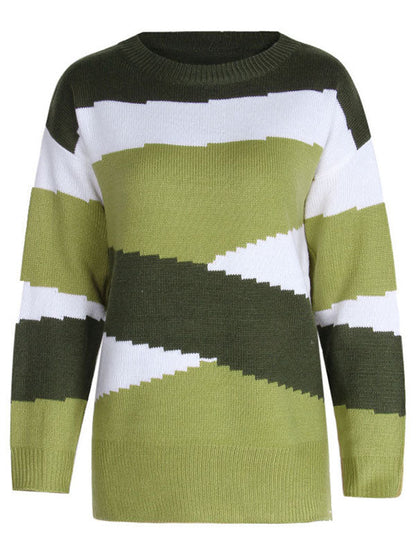 Irregularity Striped Long Sleeves Sweater Tops