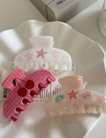 Cute Acrylic Cherry Starfish Hair Claw Clips