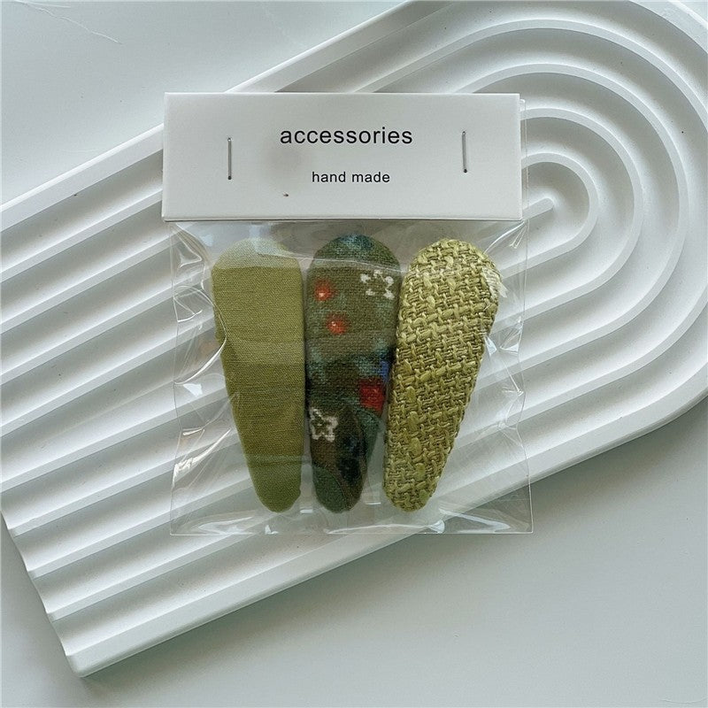 Sweet Solid Print Hair Clips Set