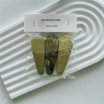 Sweet Solid Print Hair Clips Set