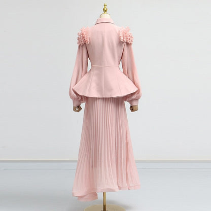 Fashion Luxury Two Piece Dress Floral Mesh