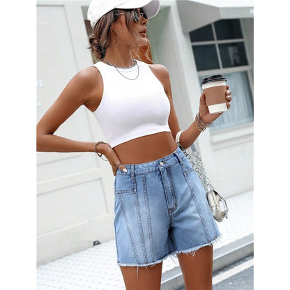 Loose, Slim, Simple And Versatile Straight Denim Shorts